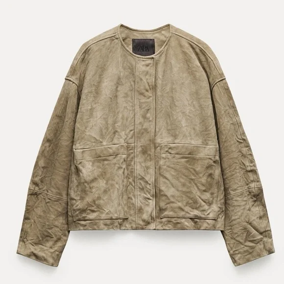 NWT ZARA 100% GENUINE SUEDE JACKET ZW COLLECTION Size S - Picture 9 of 16
